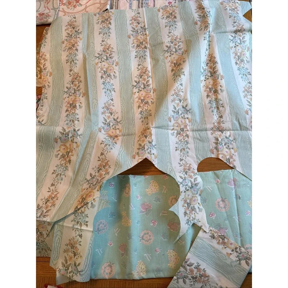 Vintage Fabric Lot French Country Cottagecore Floral Shabby Chic 80s 90s Pastels